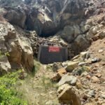 Diamond mine open pit aerial view