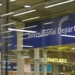 Airport immigration gate with passport control