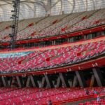 Spacious view of empty modern stadium seats at a Beijing venue captured by X-T30.
