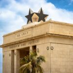 A building with three stars on top of it