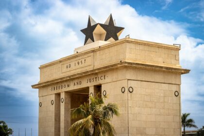 A building with three stars on top of it