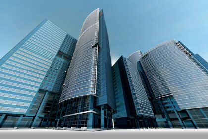 skyline, skyscraper, skyscrapers, building, architecture, city, high, urban planning, towers, 3d, rendering, banks, building, building, building, building, building