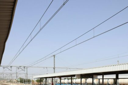 Wide view of railway tracks at Estación Linares-Baeza in Andalucía, Spain