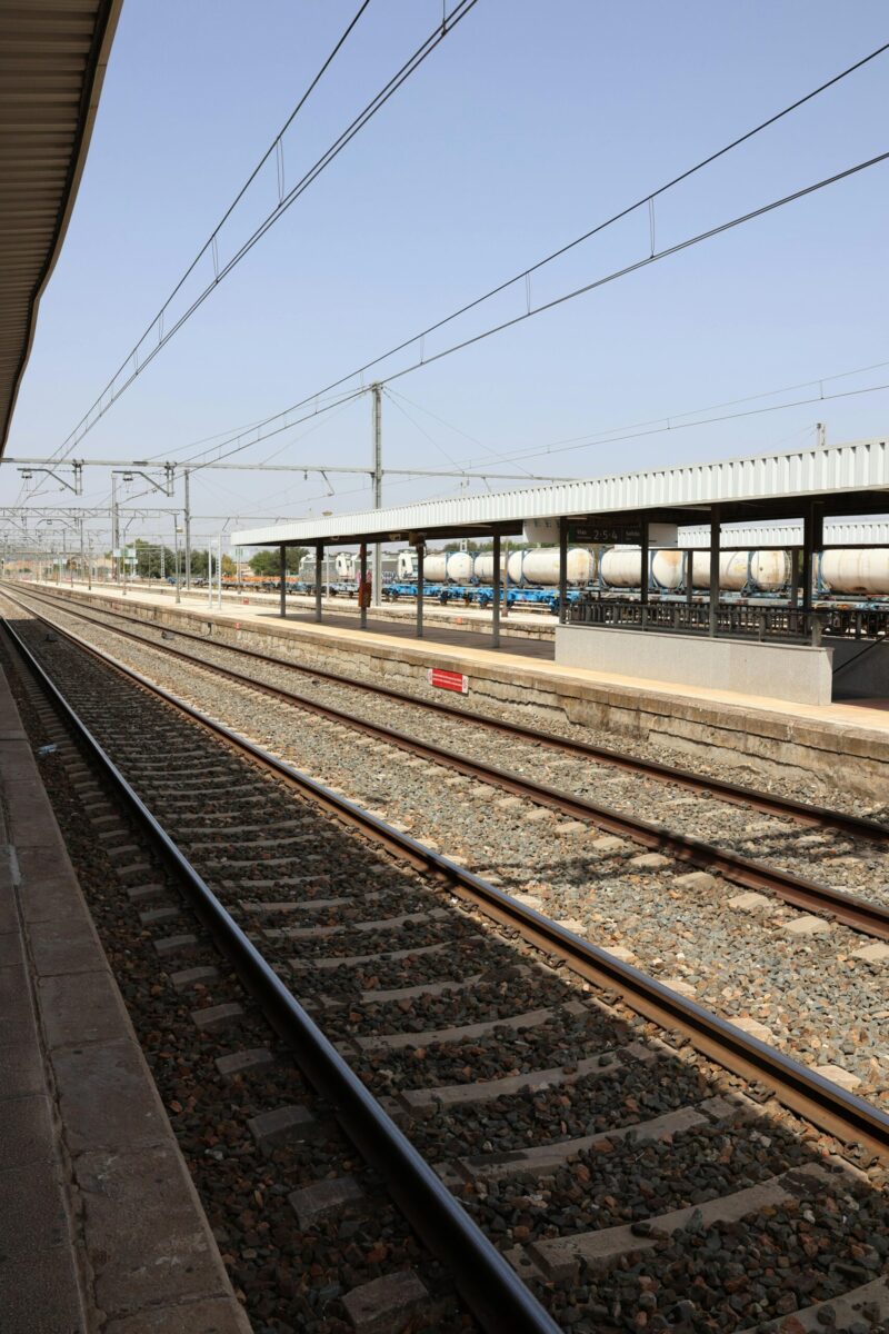 Wide view of railway tracks at Estación Linares-Baeza in Andalucía, Spain