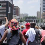 people on street during