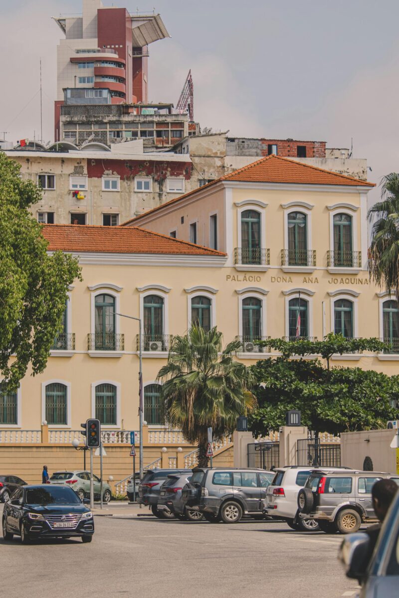 View of Palácio Dona Ana Joaquina in Luanda, showcasing colonial architecture.