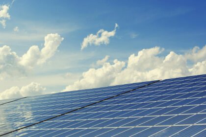 South Africa renewable solar power plant energy panels field green electricity